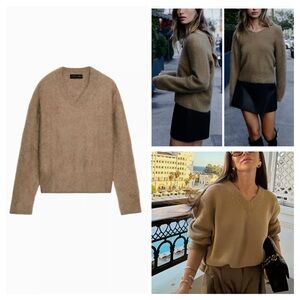 ZARA wool and alpaca blend knit v-neck sweater